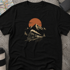 Vintage Steam Train Mountain Sunset T-Shirt