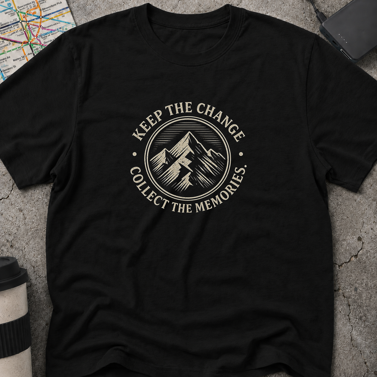 Keep The Change, Collect The Memories Mountain Badge T-Shirt