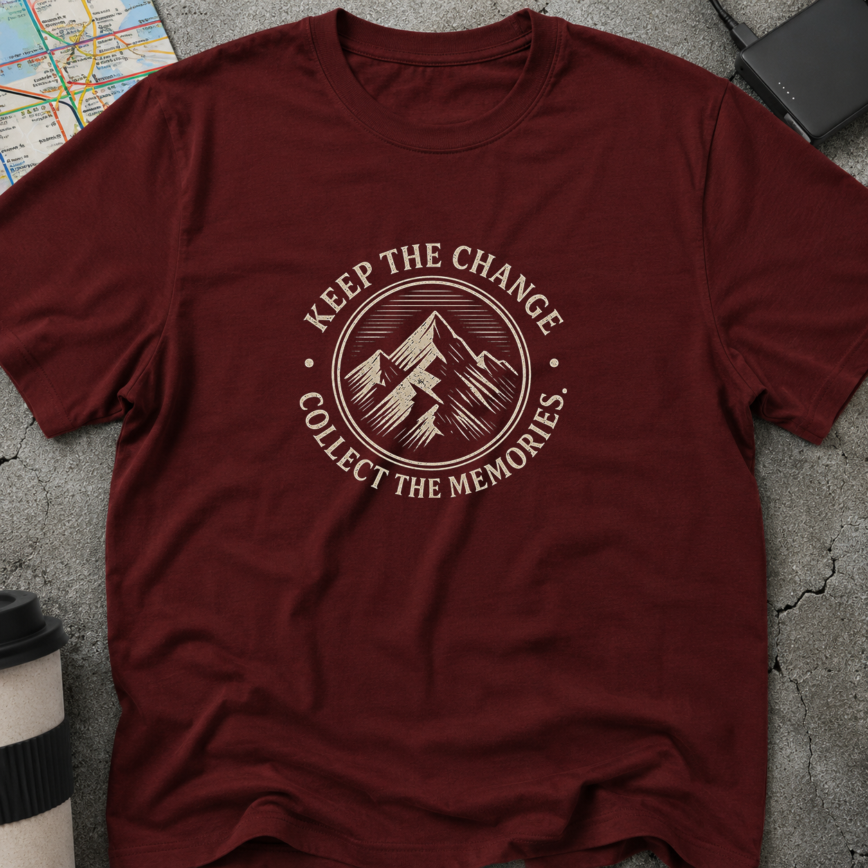 Keep The Change, Collect The Memories Mountain Badge T-Shirt