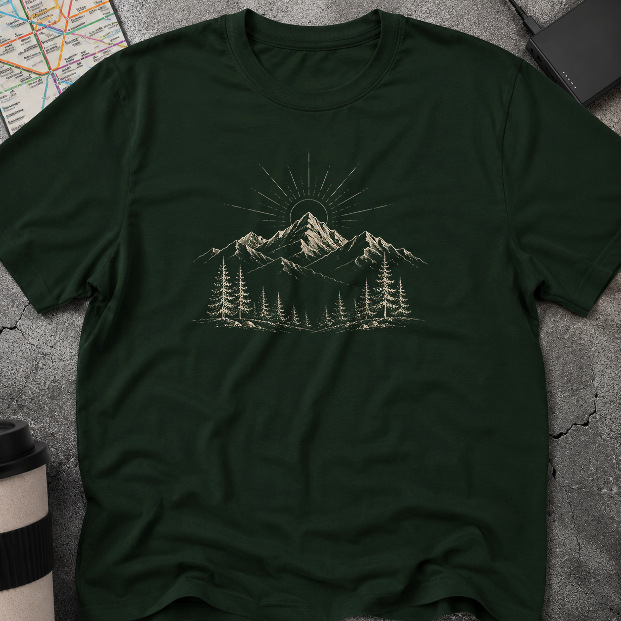 Sunburst Mountain & Pine Forest T-Shirt