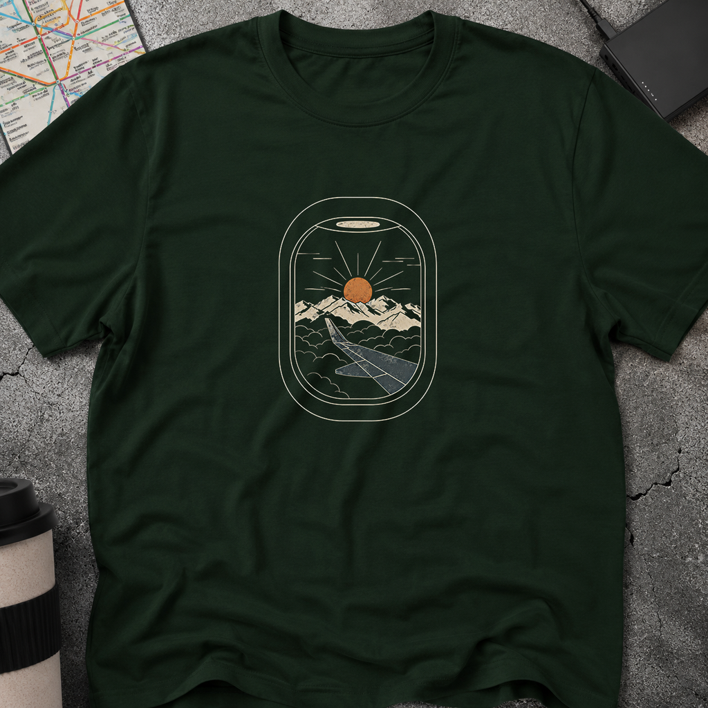 Airplane Window Mountain Sunset View T-Shirt