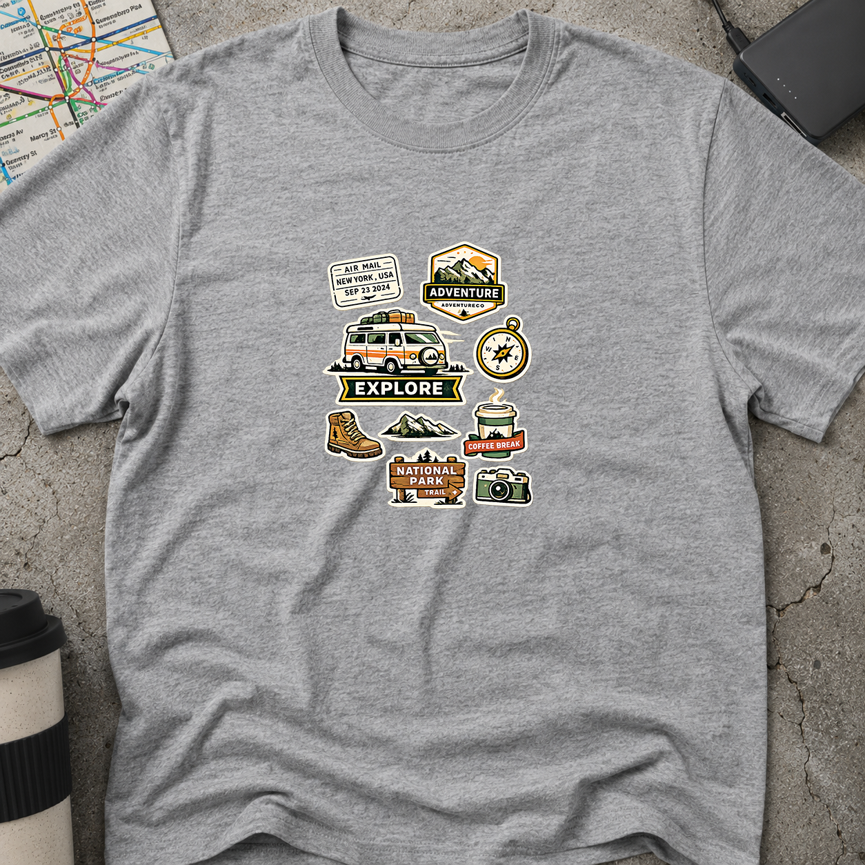 Travel Adventure Sticker Collage T-Shirt