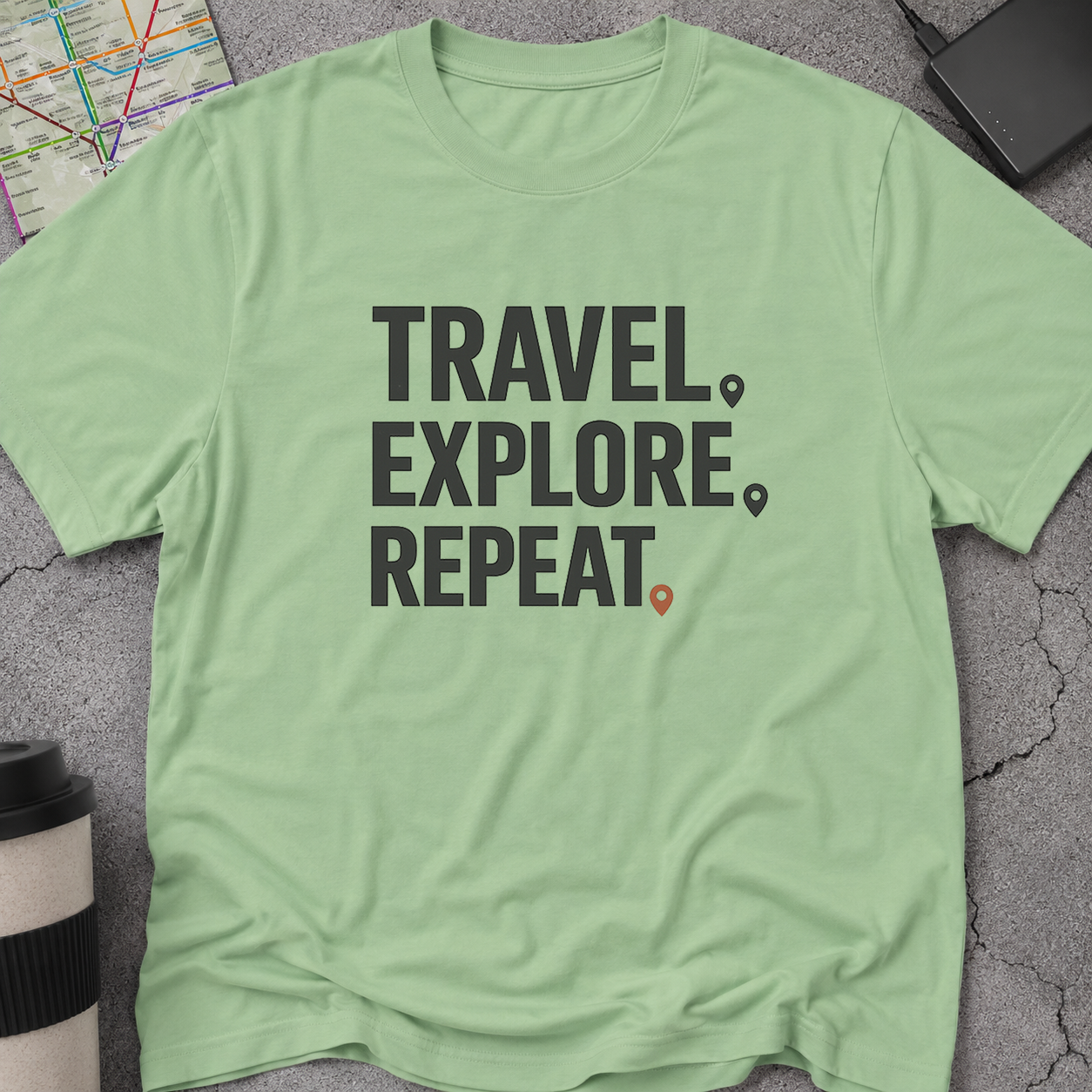 Travel. Explore. Repeat." T-Shirt