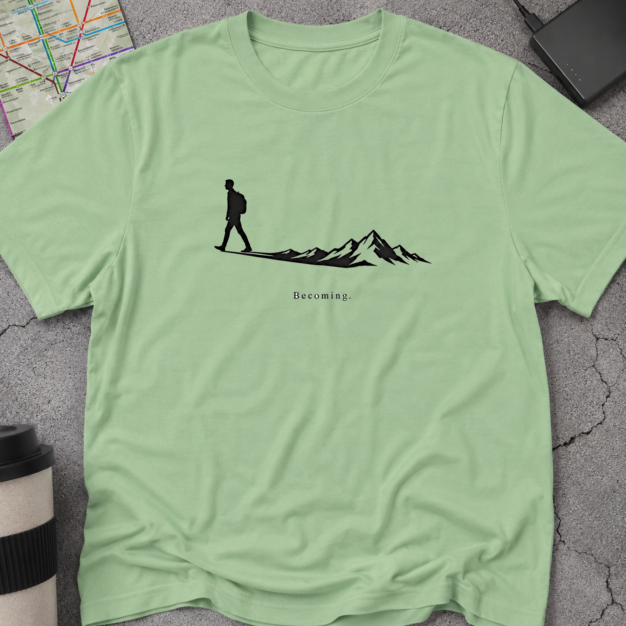 Becoming Hiker Silhouette Mountain Shadow T-Shirt