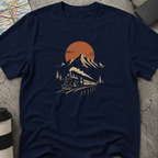 Vintage Steam Train Mountain Sunset T-Shirt