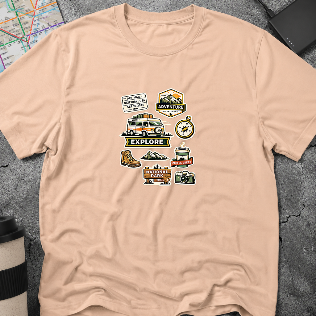 Travel Adventure Sticker Collage T-Shirt