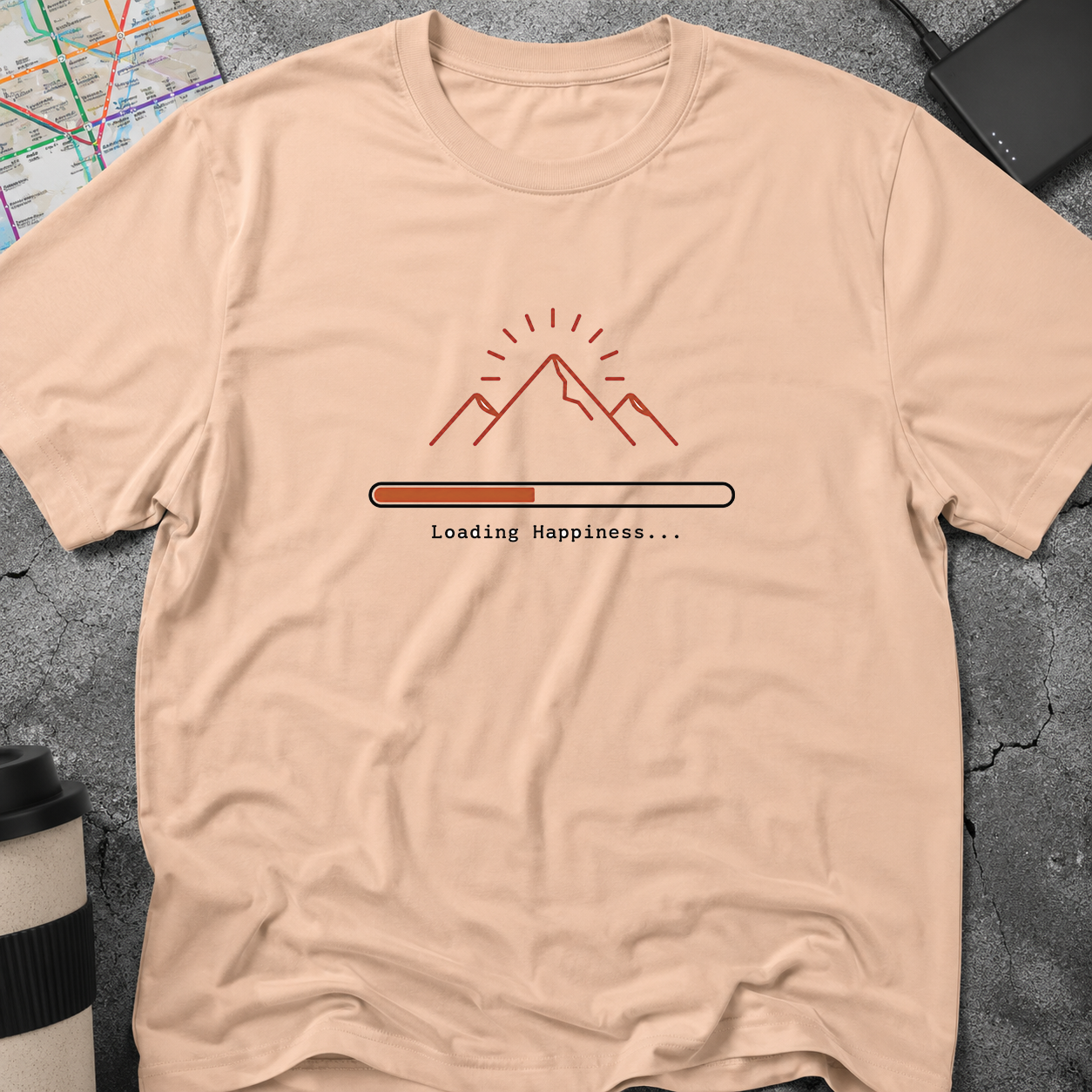 Loading Happiness... Mountain Progress Bar T-Shirt