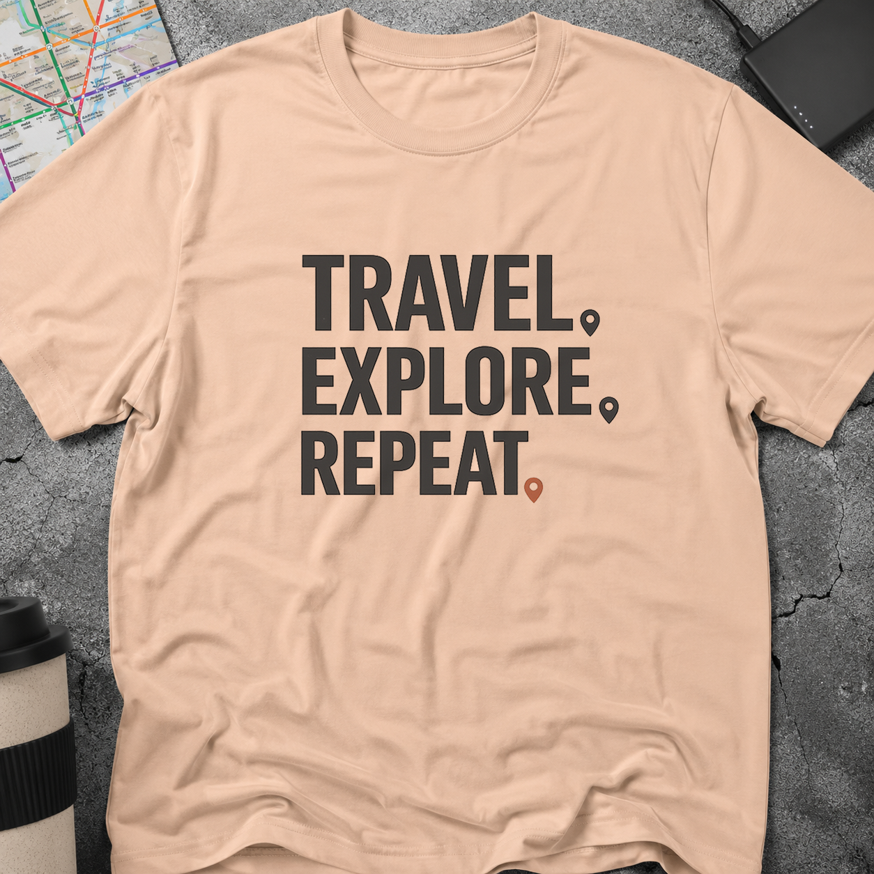 Travel. Explore. Repeat." T-Shirt