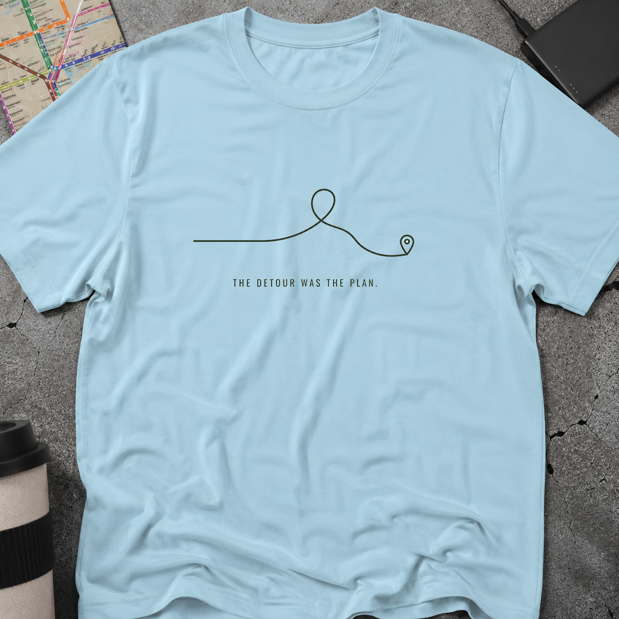 Detour Was The Plan Line Art T-Shirt