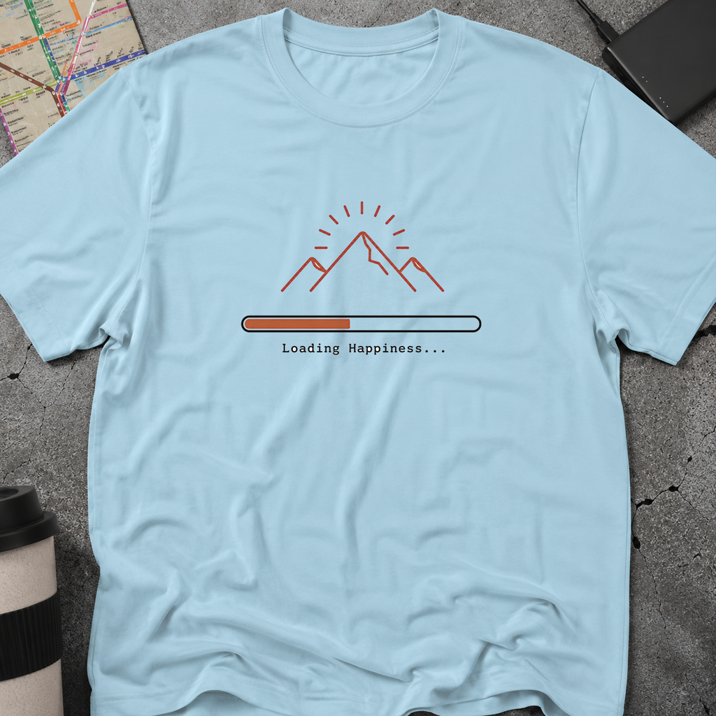 Loading Happiness... Mountain Progress Bar T-Shirt