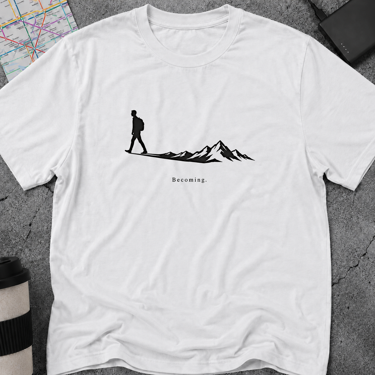 Becoming Hiker Silhouette Mountain Shadow T-Shirt