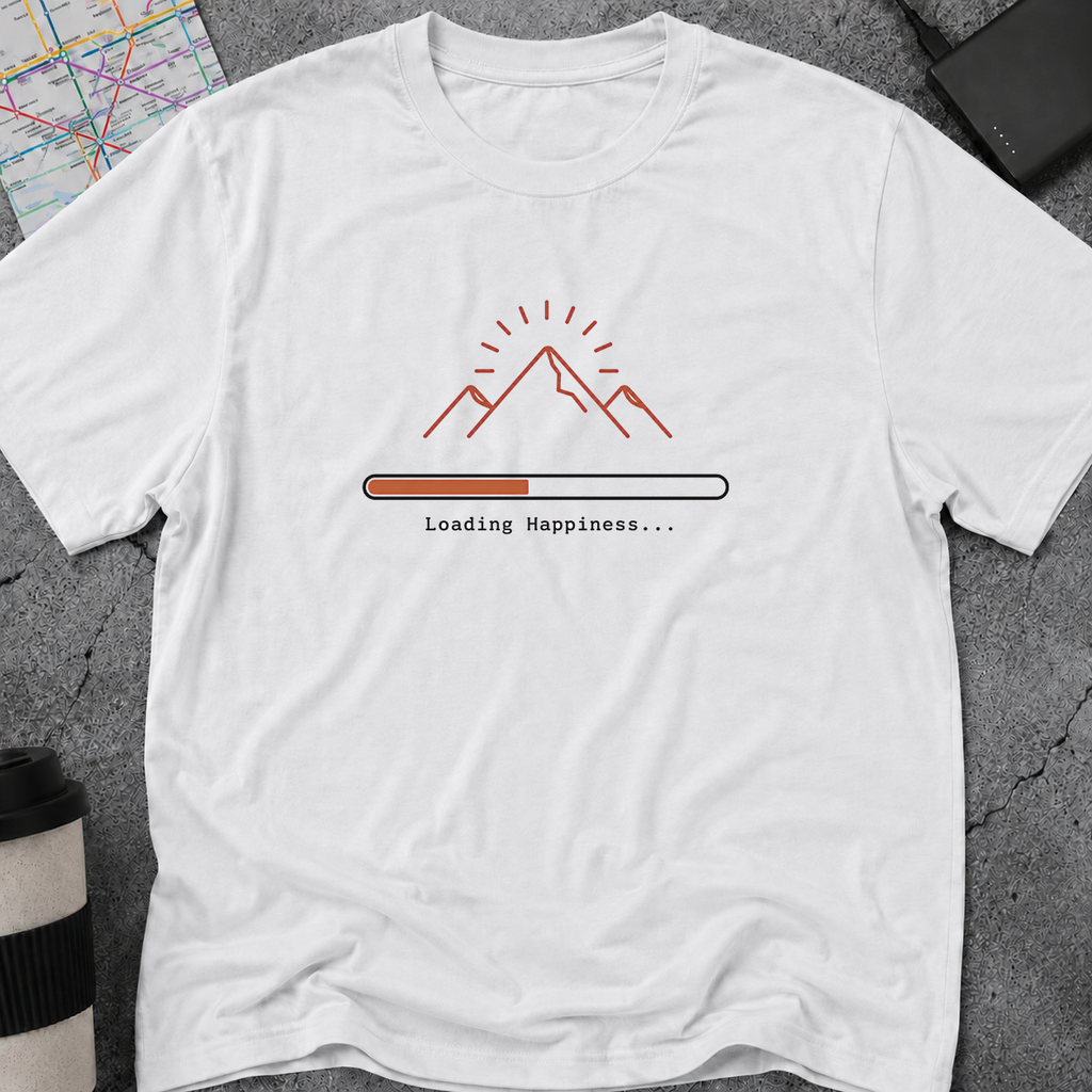 Loading Happiness... Mountain Progress Bar T-Shirt