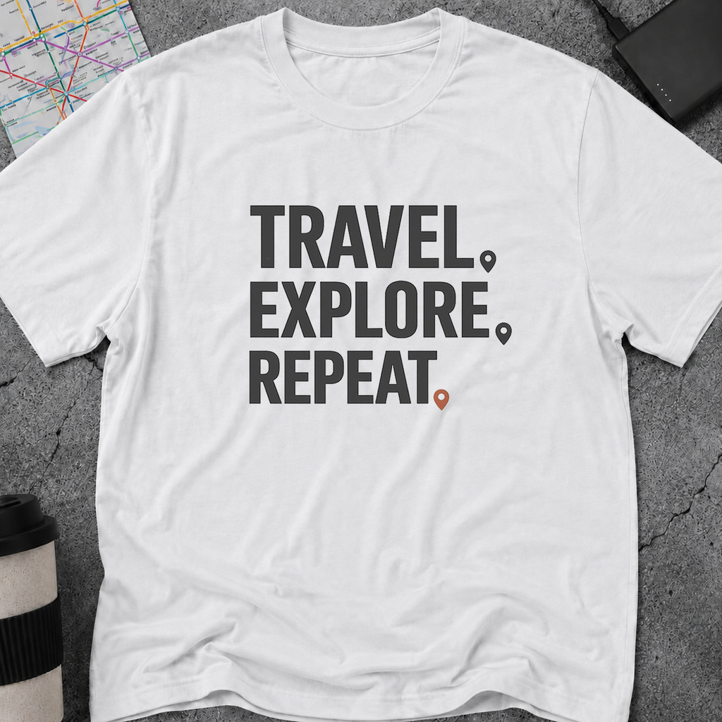 Travel. Explore. Repeat." T-Shirt